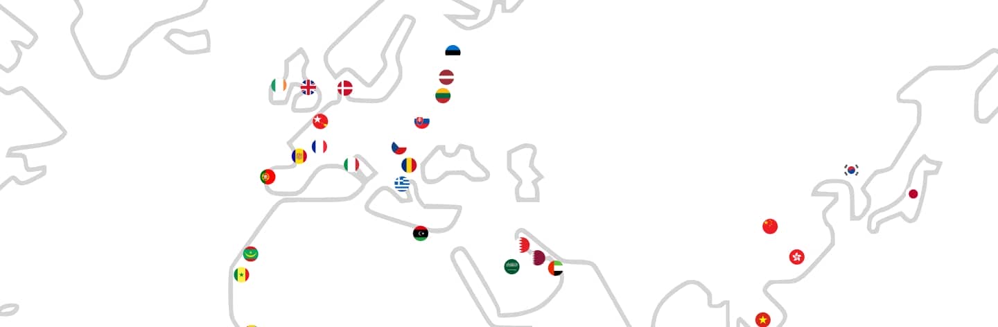 Un mapa con los distintos países importadores