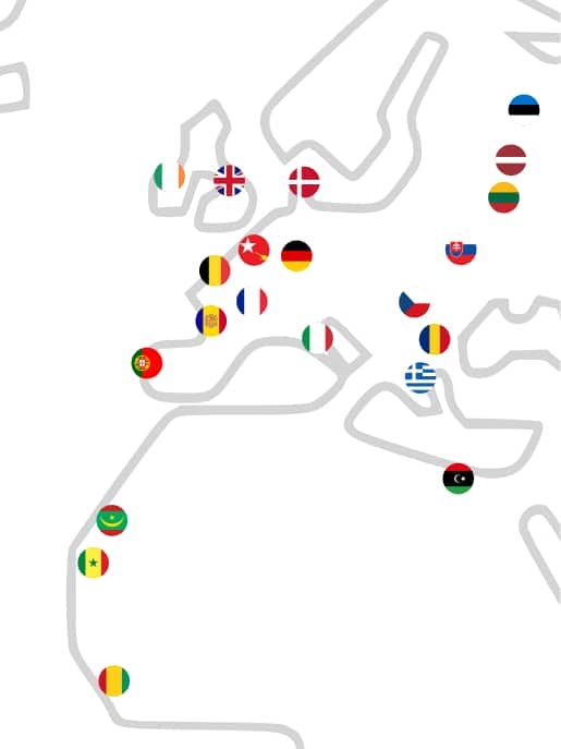 Un mapa con los distintos países importadores